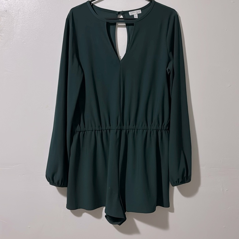 Leith | Dark Green Long Sleeve Romper